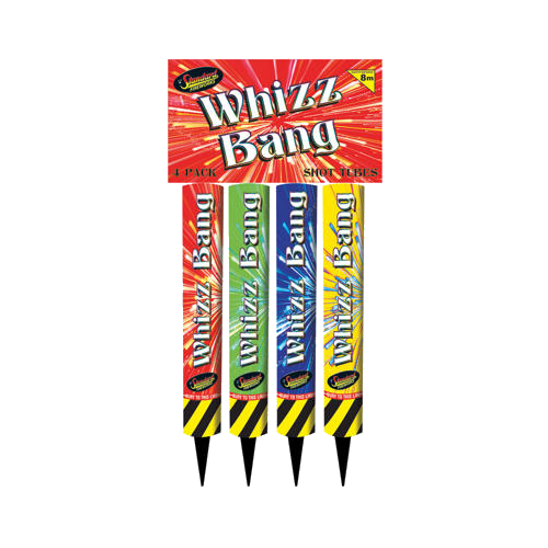 WHIZZ BANG SHOT TUBES 4 PACK RED GREEN BLUE YELLOW